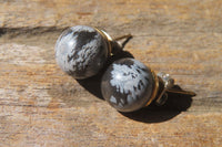 Polished Pair of Larger Snowflake Obsidian Stud Earrings - sold per Pair - From Mexico - Toprock Gemstones and Minerals