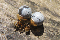 Polished Pair of Larger Snowflake Obsidian Stud Earrings - sold per Pair - From Mexico - Toprock Gemstones and Minerals