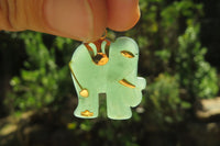 Polished Larger Aventurine Elephant Pendant with 9ct Gold Plated Bail and Trim - Sold Per Item - From Zimbabwe - Toprock Gemstones and Minerals