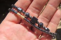 Polished Larger Hematite Beaded Choker with Dice Center - Sold Per Item - From Southern Africa - Toprock Gemstones and Minerals