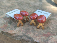 Polished Pair of Red Jasper Cabochon Stud Clip Earrings - Sold per Pair - From South Africa - Toprock Gemstones and Minerals