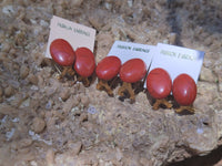 Polished Pair of Red Jasper Cabochon Stud Clip Earrings - Sold per Pair - From South Africa - Toprock Gemstones and Minerals