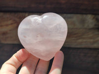 Polished Rose Quartz Gemstone Hearts x 6 From Madagascar - Toprock Gemstones and Minerals