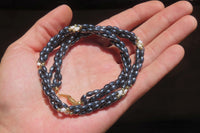 Polished Hematite and Freshwater Pearl Triple Twisted Beaded Necklace and Bracelet Set - Sold Per Item - From Southern Africa - Toprock Gemstones and Minerals