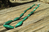 Polished Medium Malachite Barrel Shaped Beaded Necklace - Sold Per Item - From Congo - Toprock Gemstones and Minerals
