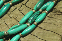 Polished Medium Malachite Barrel Shaped Beaded Necklace - Sold Per Item - From Congo - Toprock Gemstones and Minerals