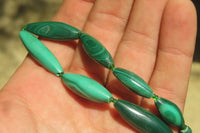 Polished Small Malachite Barrel Shaped Beaded Necklace - Sold Per Item - From Congo - Toprock Gemstones and Minerals