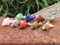 Polished Mixed Set Of 12 Gemstone Dolphin Pendants - Sold Per Box - From Southern Africa - Toprock Gemstones and Minerals