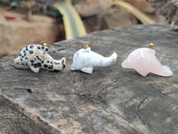 Polished Mixed Set Of 12 Gemstone Dolphin Pendants - Sold Per Box - From Southern Africa - Toprock Gemstones and Minerals