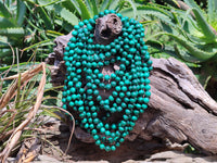 Polished Malachite Ball Shaped 8 mm Beaded Necklace - Sold Per Item- From Congo - Toprock Gemstones and Minerals