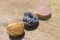 Polished Mixed Box Set of 12 Convex Gemstone Heart Pendants - Sold Per Box - From Southern Africa - Toprock Gemstones and Minerals