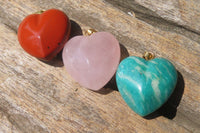 Polished Mixed Box Set of 12 Convex Gemstone Heart Pendants - Sold Per Box - From Southern Africa - Toprock Gemstones and Minerals