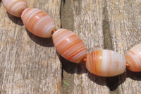 Polished Red Striped Tibetan Agate Beaded Necklace - Sold Per Item - From Tibet - Toprock Gemstones and Minerals