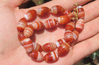 Polished Red Striped Tibetan Agate Beaded Necklace - Sold Per Item - From Tibet - Toprock Gemstones and Minerals
