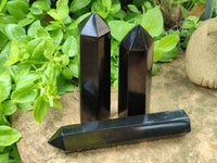 Polished Black Basalt Points x 5 From Madagascar - Toprock Gemstones and Minerals