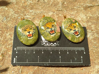 Polished Unakite Pendant with Hand Painted Leopard - Sold Per Item - From South Africa - Toprock Gemstones and Minerals