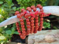 Polished Red Jasper Beaded Stretch Buddha Bracelet - Sold Per Item - From South Africa - Toprock Gemstones and Minerals