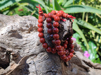 Polished Red Jasper Beaded Stretch Buddha Bracelet - Sold Per Item - From South Africa - Toprock Gemstones and Minerals