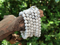 Polished Lightning Strike Magnesite - Howlite Beaded Stretch Buddha Bracelet - Sold Per Item - From Zimbabwe - Toprock Gemstones and Minerals