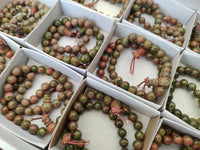 Polished Unakite Beaded Stretch Buddha Bracelet - Sold Per Item - From South Africa - Toprock Gemstones and Minerals