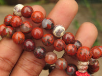 Polished Brecciated Red Jasper Beaded Stretch Buddha Bracelet - Sold Per Item - From South Africa - Toprock Gemstones and Minerals