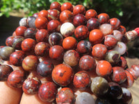 Polished Brecciated Red Jasper Beaded Stretch Buddha Bracelet - Sold Per Item - From South Africa - Toprock Gemstones and Minerals