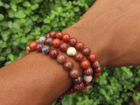 Polished Brecciated Red Jasper Beaded Stretch Buddha Bracelet - Sold Per Item - From South Africa - Toprock Gemstones and Minerals