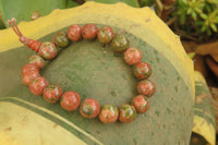 Polished Unakite Beaded Stretch Buddha Bracelet - Sold Per Item - From South Africa - Toprock Gemstones and Minerals