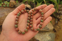 Polished Unakite Beaded Stretch Buddha Bracelet - Sold Per Item - From South Africa - Toprock Gemstones and Minerals