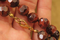 Polished Red Tigers Eye Faceted Beaded Necklace - Sold Per Item - From South Africa - Toprock Gemstones and Minerals