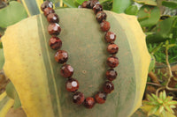 Polished Red Tigers Eye Faceted Beaded Necklace - Sold Per Item - From South Africa - Toprock Gemstones and Minerals