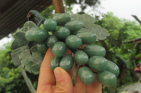 Polished Aventurine Hanging Bunch of Grapes with Green Fuchsite Leaves - sold per item - From Zimbabwe - Toprock Gemstones and Minerals