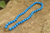 Polished Blue Turquenite Howlite Ball Shaped Bead Necklace - Sold Per Item - From Zimbabwe - Toprock Gemstones and Minerals
