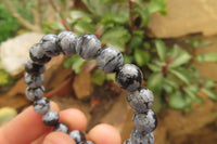 Polished Snowflake Obsidian Beaded Clip On Bracelet  - sold per Pair - From Mexico - Toprock Gemstones and Minerals