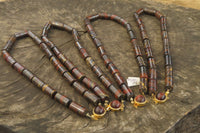 Polished Banded Tiger Iron Jasper Cylinder Shaped Bead Necklace  - Sold Per Item - From Australia - Toprock Gemstones and Minerals