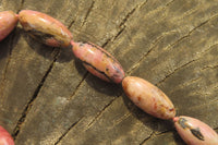 Polished Pink Rhodonite Barrel Shaped Beaded Necklace - Sold Per Item - From Madagascar - Toprock Gemstones and Minerals