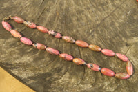 Polished Pink Rhodonite Barrel Shaped Beaded Necklace - Sold Per Item - From Madagascar - Toprock Gemstones and Minerals