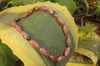 Polished Pink Rhodonite Barrel Shaped Beaded Necklace - Sold Per Item - From Madagascar - Toprock Gemstones and Minerals