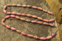 Polished Pink Rhodonite Barrel Shaped Beaded Necklace - Sold Per Item - From Madagascar - Toprock Gemstones and Minerals