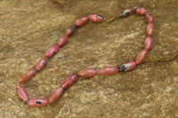 Polished Pink Rhodonite Barrel Shaped Beaded Necklace - Sold Per Item - From Madagascar - Toprock Gemstones and Minerals