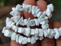 Polished White Magnesite - Howlite Tumble Chip Beaded Necklace - Sold Per Item - From Zimbabwe - Toprock Gemstones and Minerals