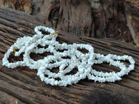 Polished White Magnesite - Howlite Tumble Chip Beaded Necklace - Sold Per Item - From Zimbabwe - Toprock Gemstones and Minerals
