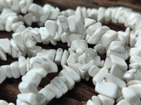 Polished White Magnesite - Howlite Tumble Chip Beaded Necklace - Sold Per Item - From Zimbabwe - Toprock Gemstones and Minerals