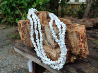 Polished White Magnesite - Howlite Tumble Chip Beaded Necklace - Sold Per Item - From Zimbabwe - Toprock Gemstones and Minerals