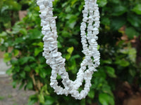 Polished White Magnesite - Howlite Tumble Chip Beaded Necklace - Sold Per Item - From Zimbabwe - Toprock Gemstones and Minerals