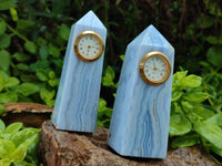 Polished Blue Lace Agate Clock Towers - sold per item - From Namibia - Toprock Gemstones and Minerals