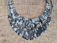 Polished Snowflake Obsidian Beaded Egyptian Choker Necklace - Sold per Item - From Mexico - Toprock Gemstones and Minerals