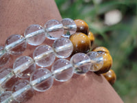 Polished Quartz Crystal & Tigers Eye Clip On Bracelet - sold per Item - From Brazil - Toprock Gemstones and Minerals