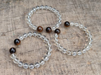 Polished Quartz Crystal & Tigers Eye Clip On Bracelet - sold per Item - From Brazil - Toprock Gemstones and Minerals