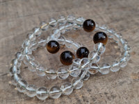 Polished Quartz Crystal & Tigers Eye Clip On Bracelet - sold per Item - From Brazil - Toprock Gemstones and Minerals